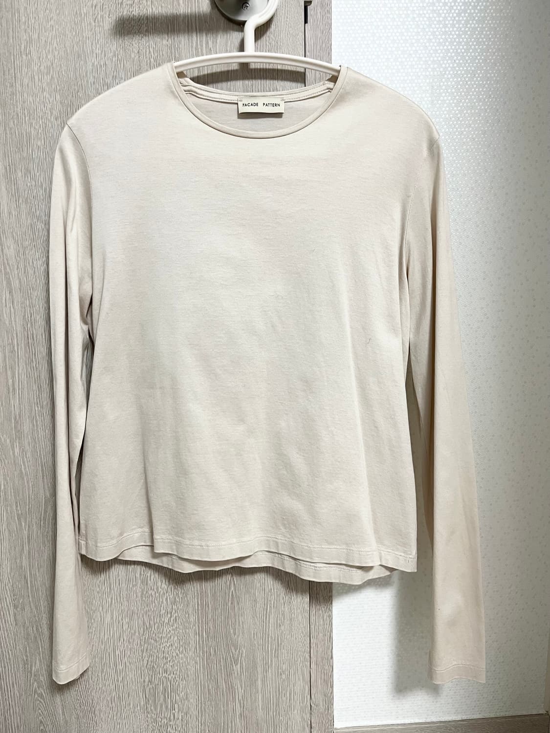 [S] 파사드패턴 실켓 코튼 티셔츠(긴팔) 크림 상품이미지9