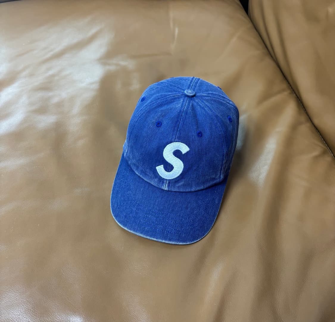 슈프림 23ss 피그먼트 워시드 네이비 S로고 6패널 모자 (Navy) 상품이미지1