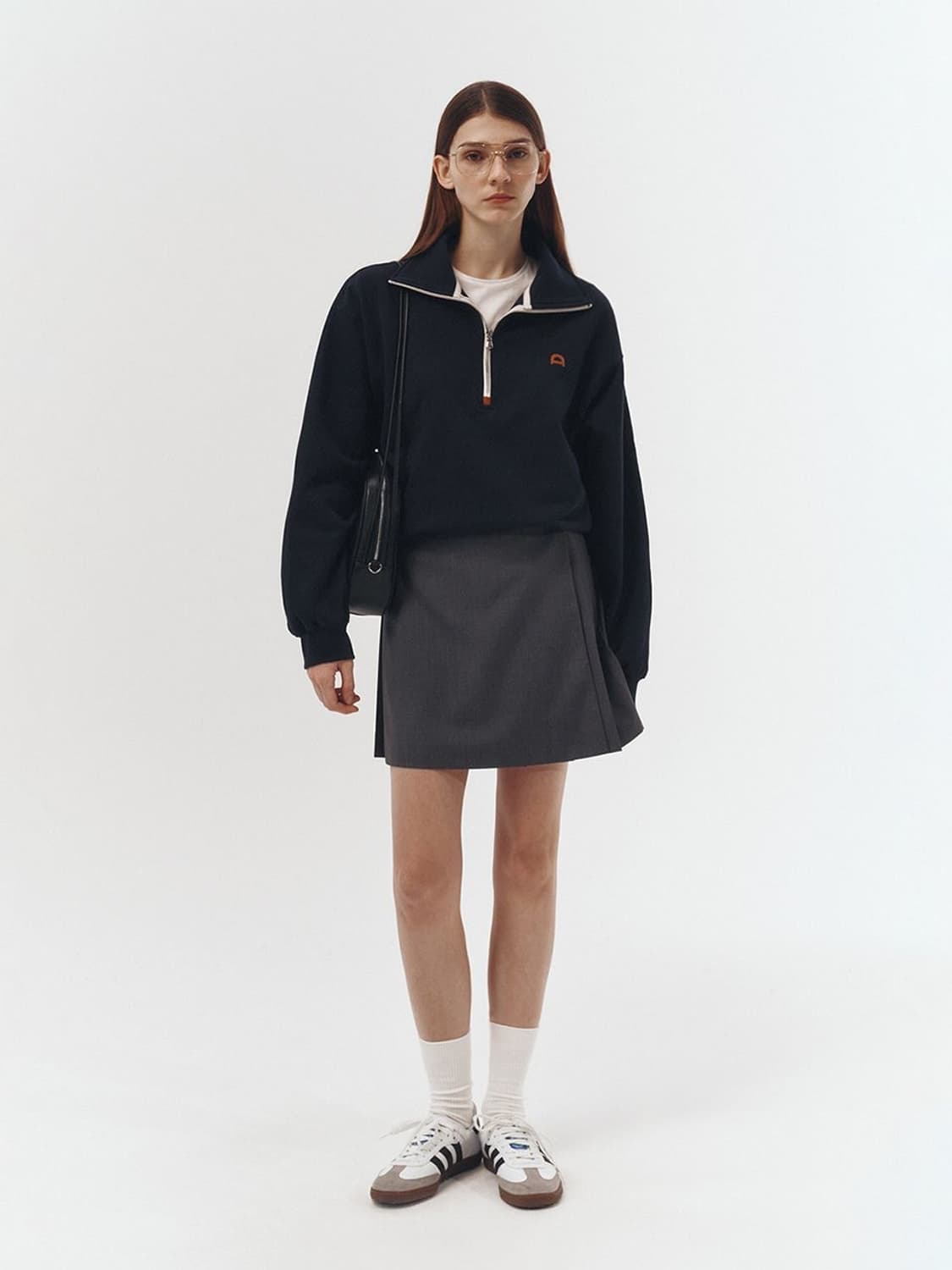 던스트 시그니처 레더패치 하프집업 맨투맨 스웨트셔츠 M 상품이미지2