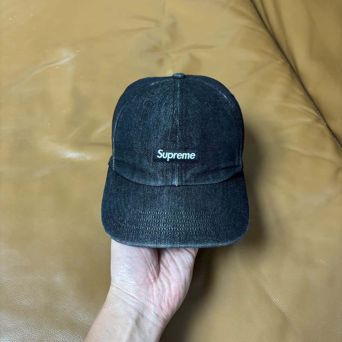 Supreme 슈프림 스몰 로고 데님 블랙 6패널 볼캡 모자 Black 상품이미지2