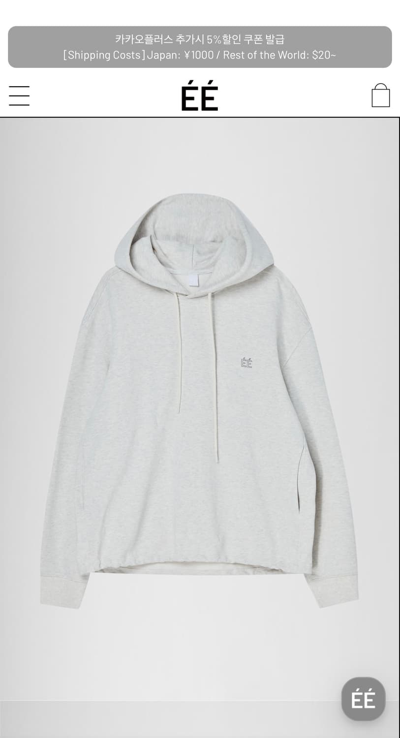 누마레 EE LOGO HOODED SWEATSHIRTS OATMEAL 상품이미지2