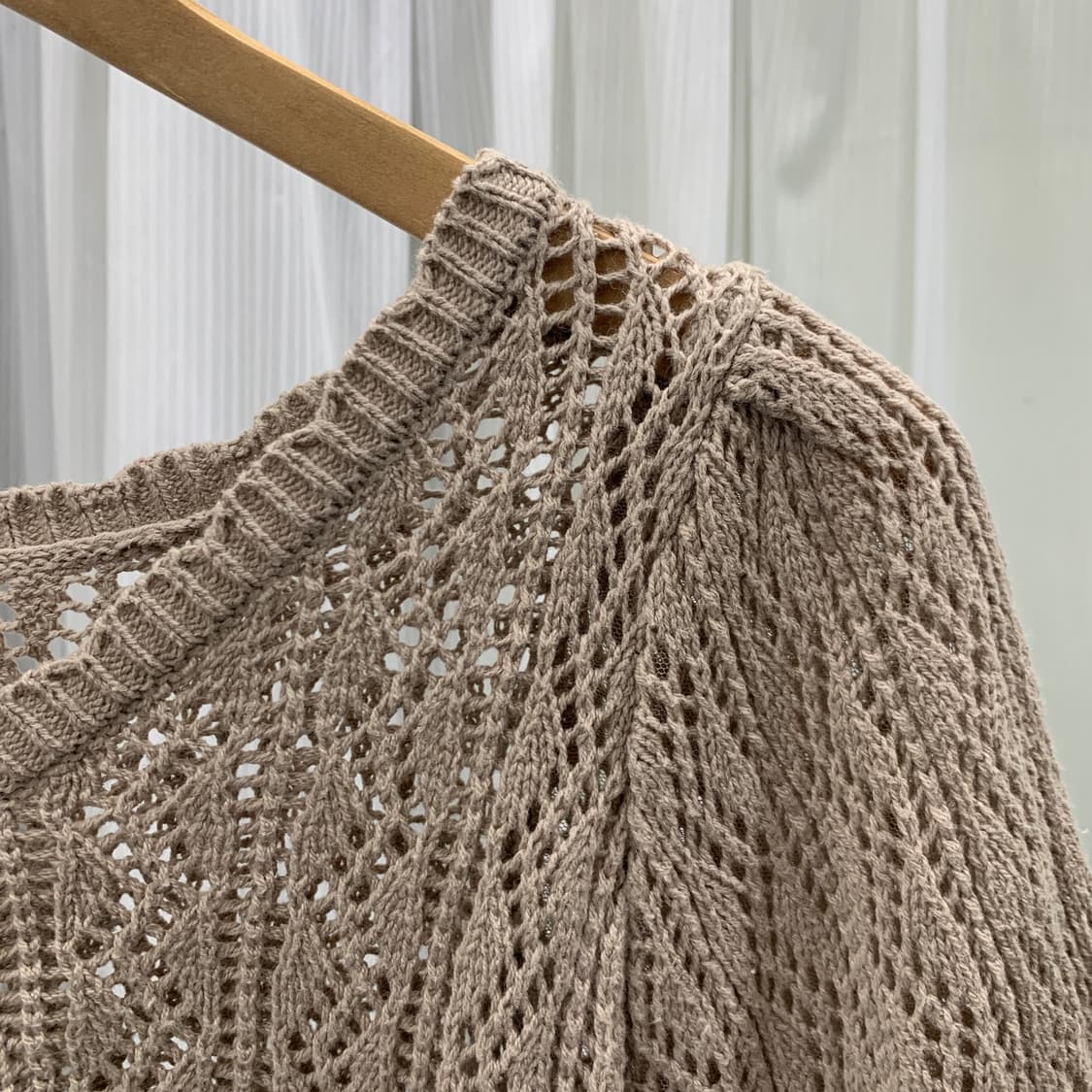 일본 빈티지 ems 셔링 스트링 퍼프 반팔 니트 1675 상품이미지2