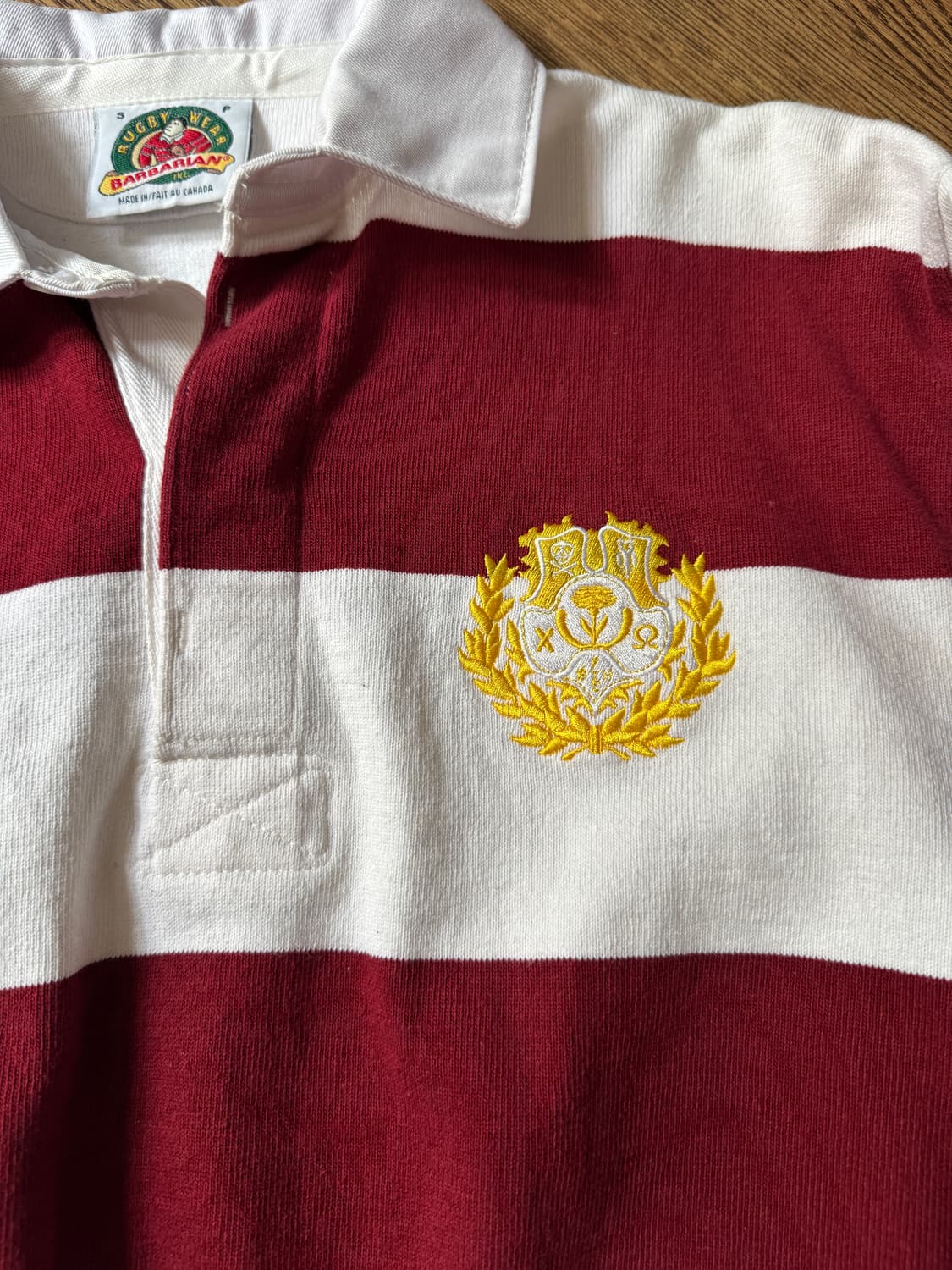 [S]BARBARIAN 바바리안 캐나다제 레드 스트라이프 럭비 티셔츠 상품이미지3