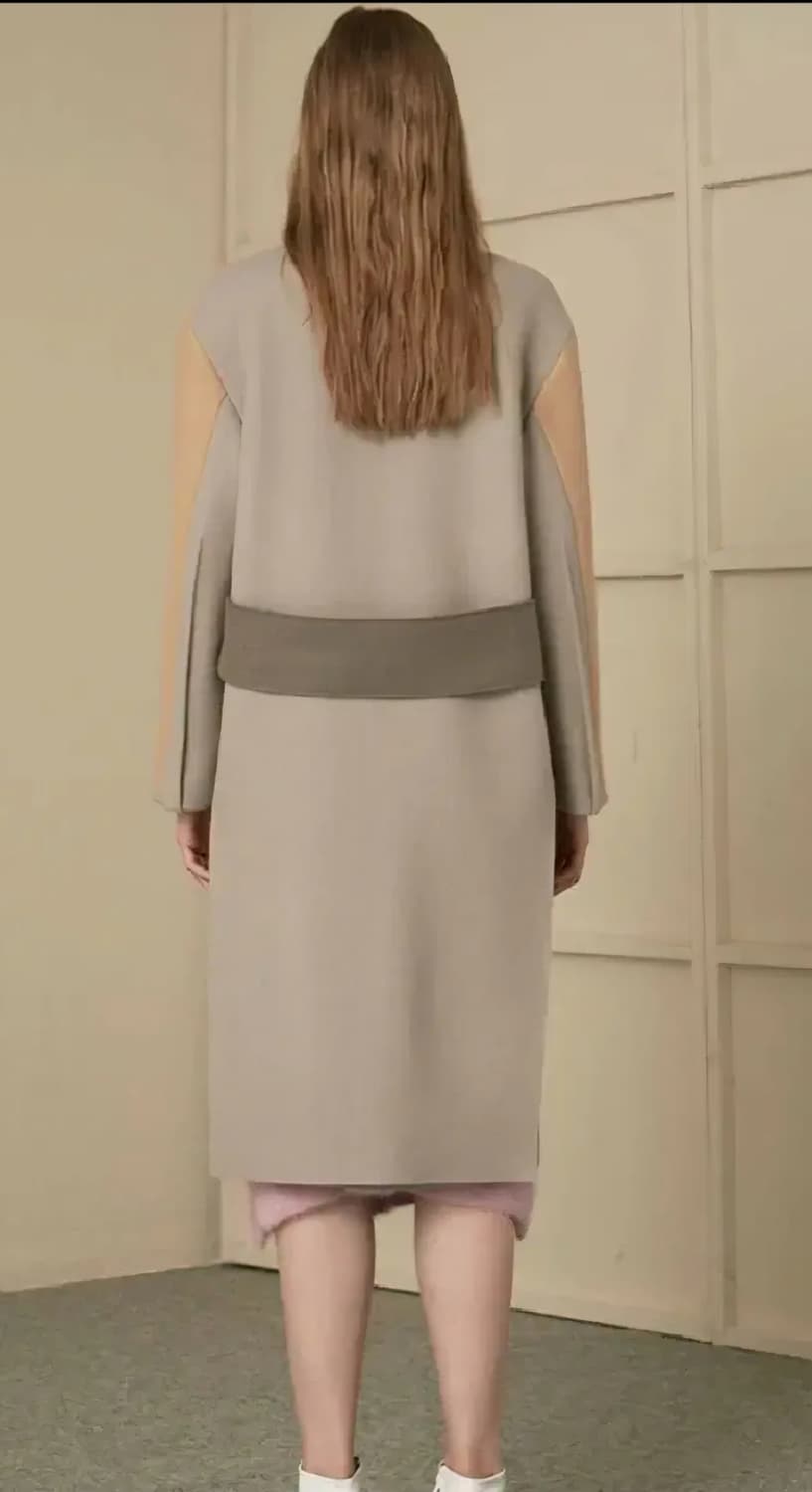 그레이양 컬러블록 울코트 상품이미지2