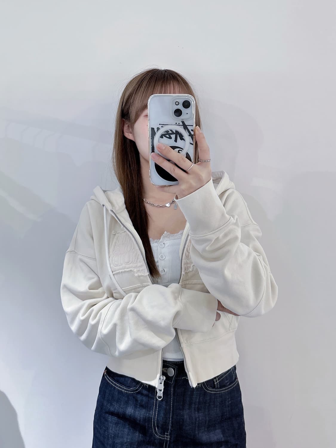 마리떼프랑소와저버 빅로고 크롭 투웨이 후드집업 상품이미지3