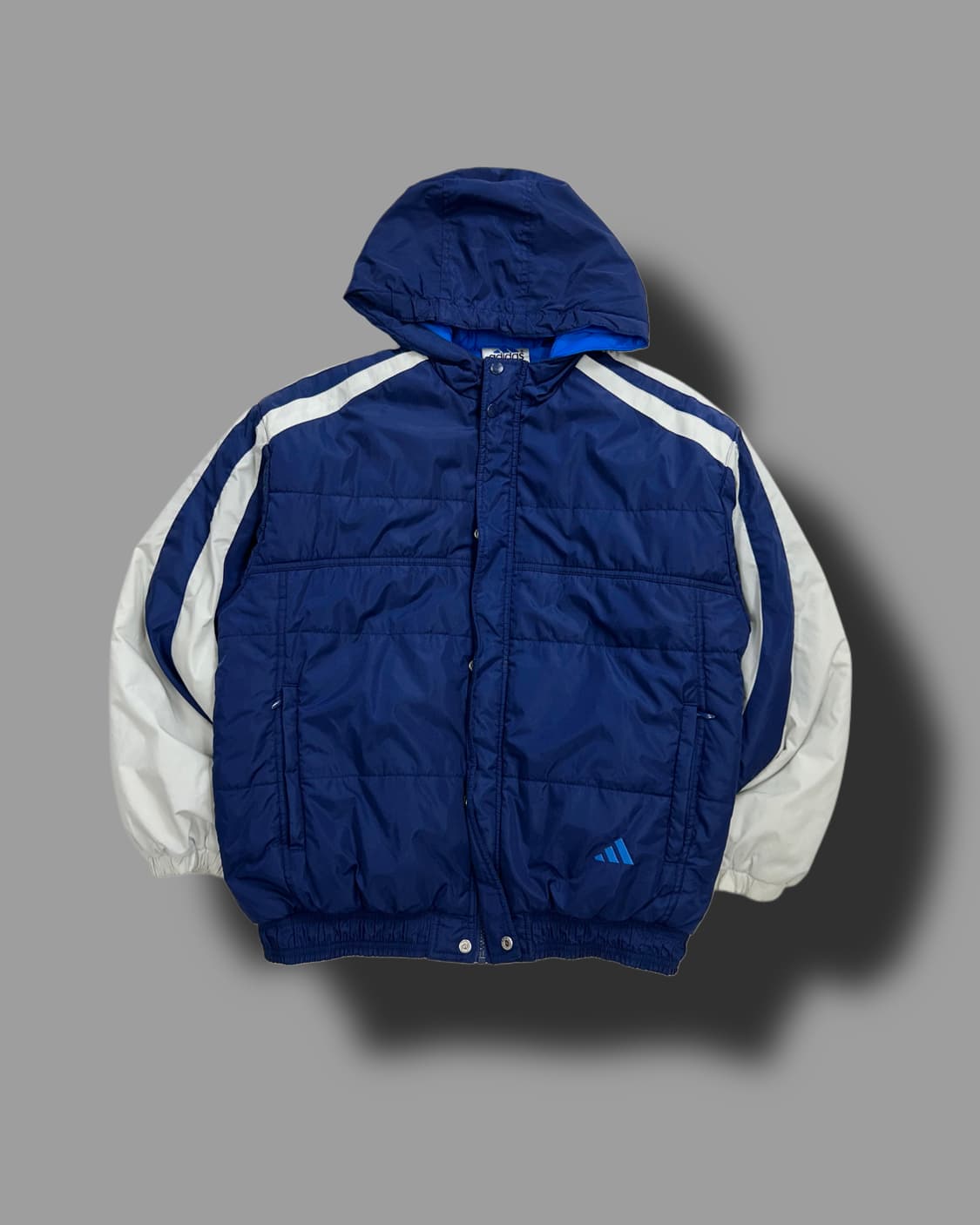 아디다스 90s 블루 배색 누빔 점퍼 XL 상품이미지5