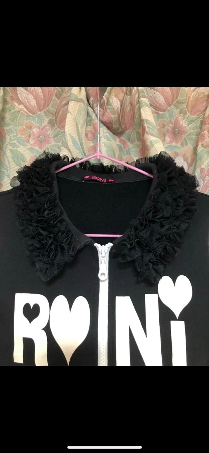 RONI 로니 블랙 레이스 집업 갸루 펑크 빈티지 상품이미지2