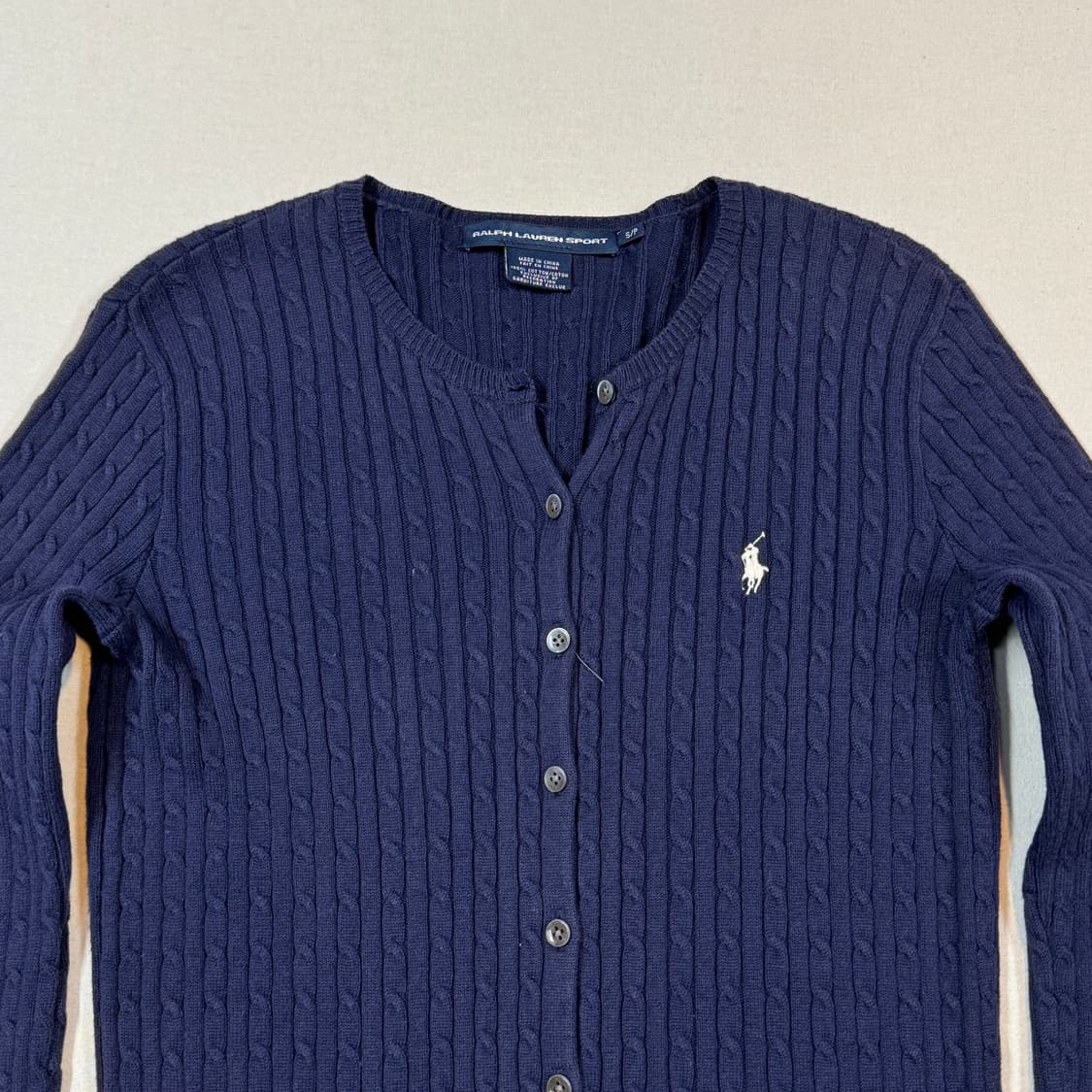 S) 폴로 랄프로렌 코튼 케이블 꽈배기 가디건 네이비 상품이미지3