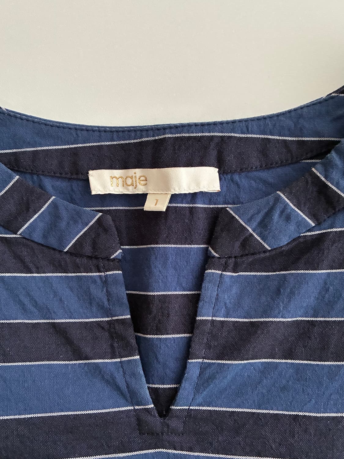 1) 마쥬 maje 스트라이프 린넨 블라우스 블루 상품이미지4
