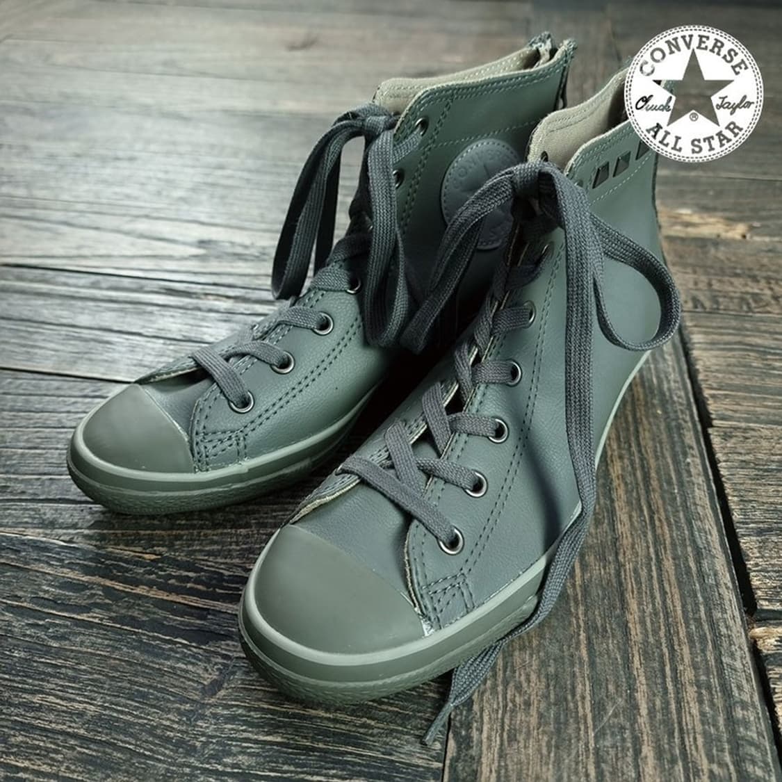 [컨버스] 레더 스터드 웨지힐 하이탑 스니커즈 카키 M19488 상품이미지1