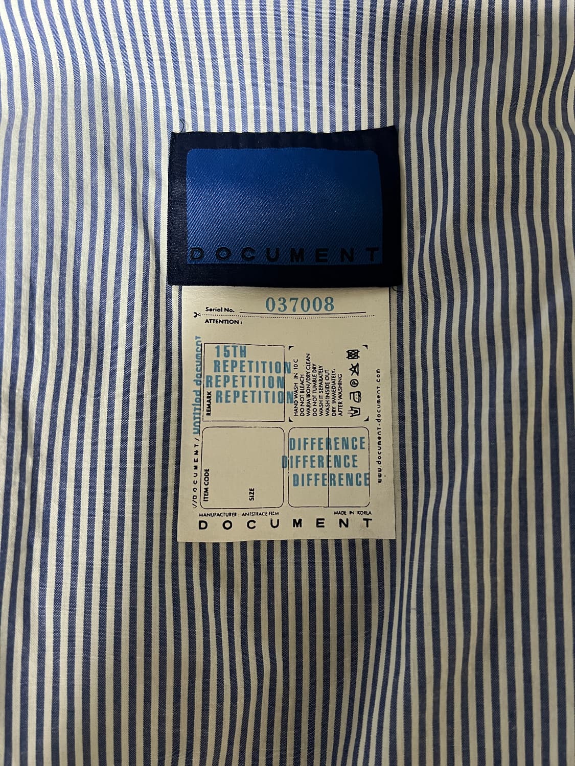 도큐먼트 스트라이프 반팔 셔츠 s 상품이미지2