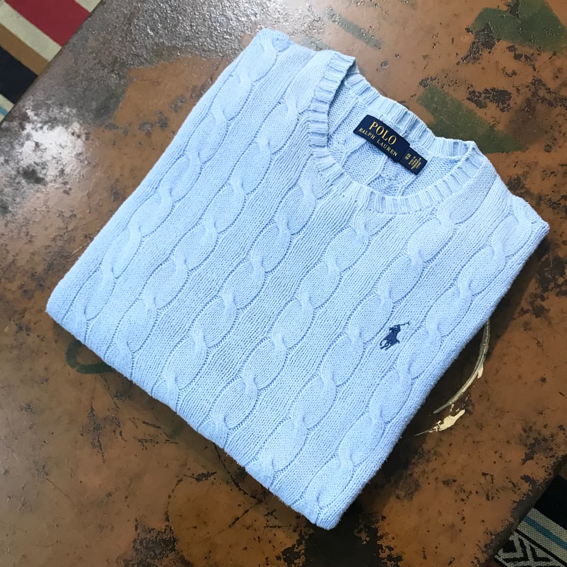폴로랄프로렌 라이트 블루 케이블 니트 남성 102 105 여성 프리사이즈 상품이미지1