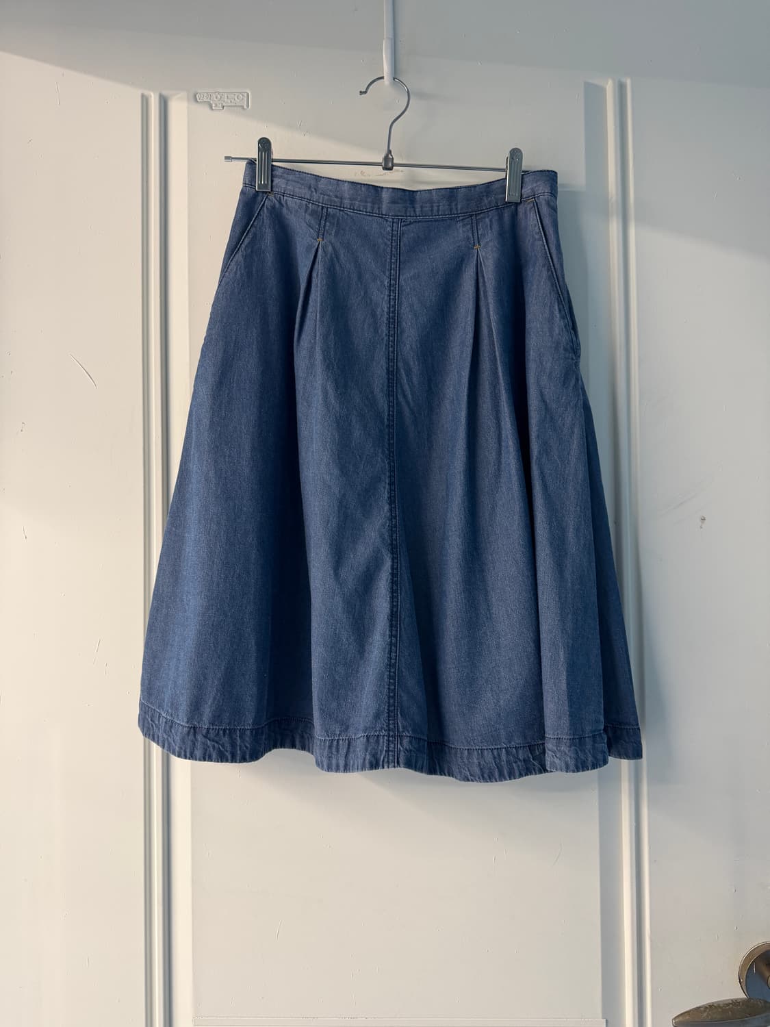 일본빈티지 데님 핀턱 미디스커트 상품이미지5