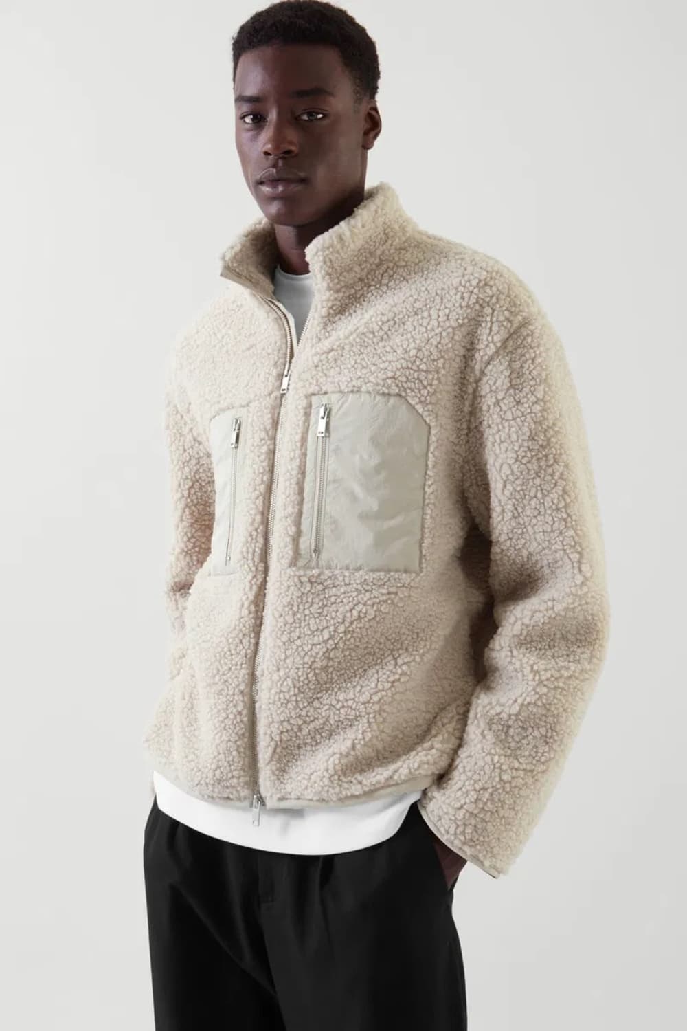 (L) 코스 패치 포켓 테디 플리스 자켓 아이보리 상품이미지2