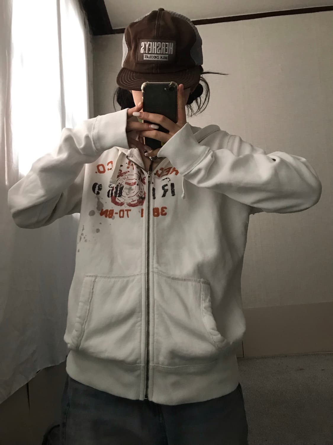 폴로 화이트 레터링 후드집업 상품이미지4