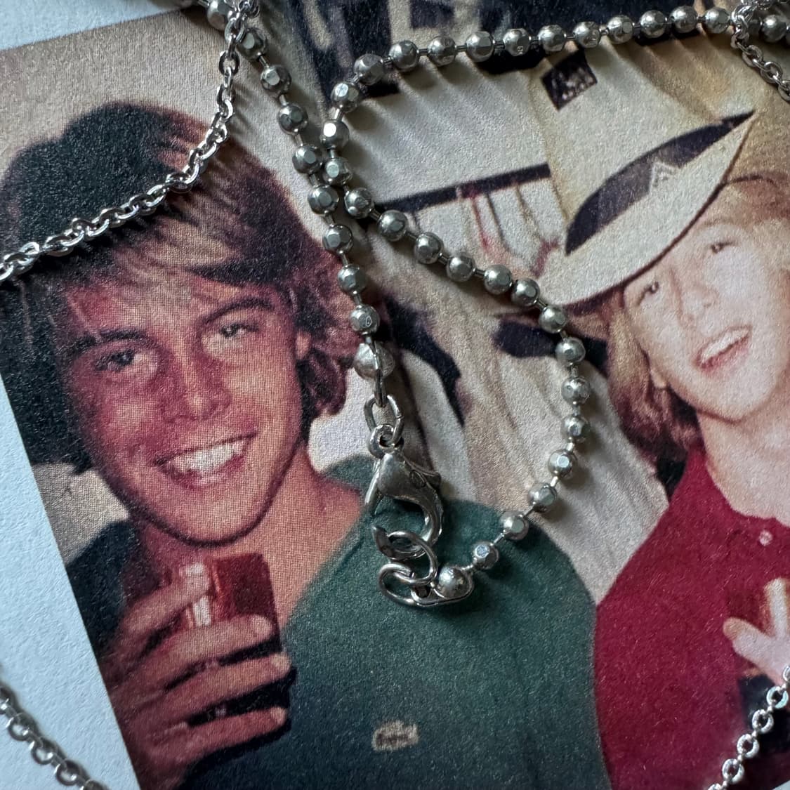 빈티지 마리아 각인 십자가 팬던트 레이어드 볼체인 목걸이 2p 상품이미지3