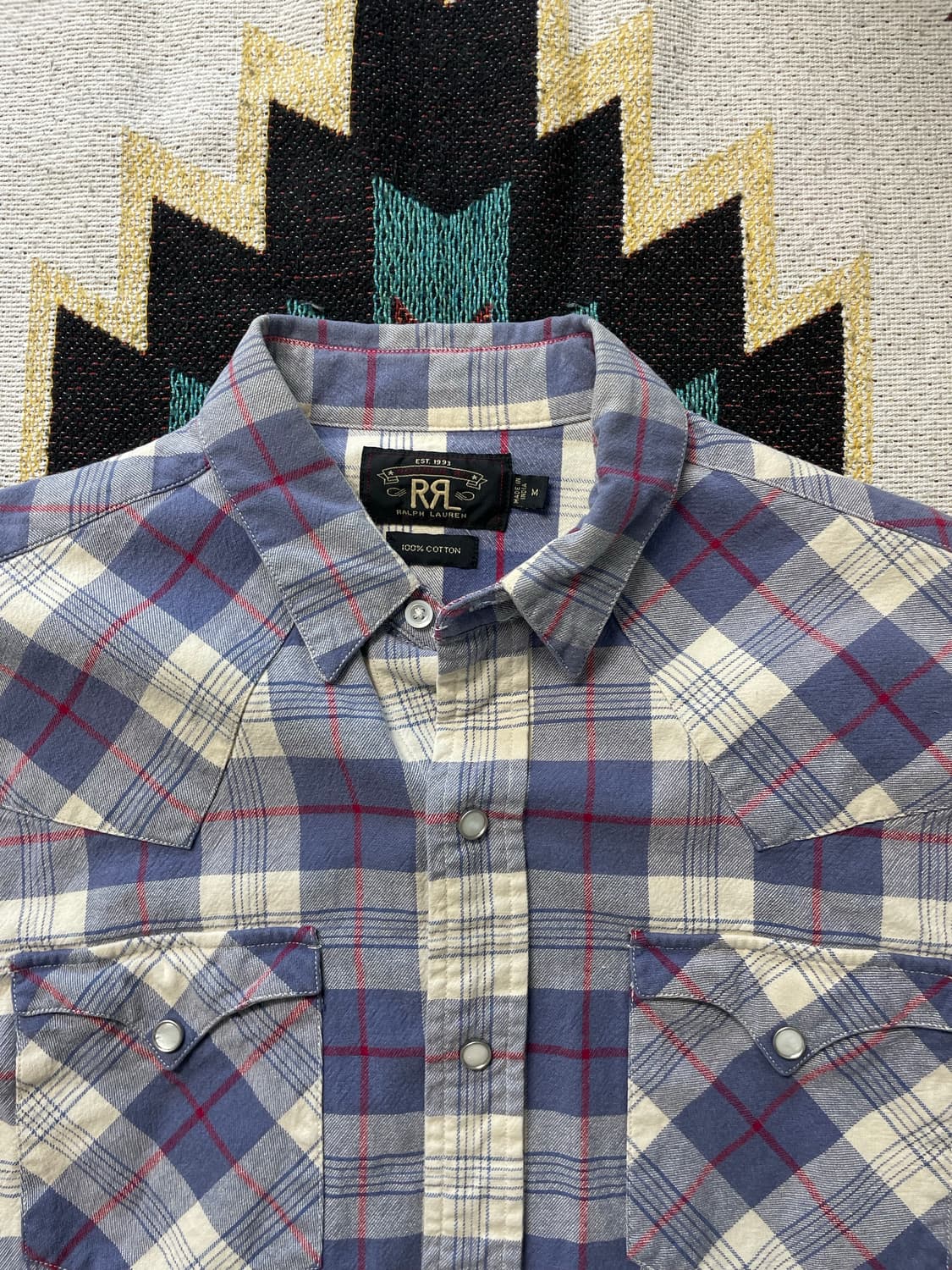 RRL 블루 체크 웨스턴 셔츠(M) 상품이미지2