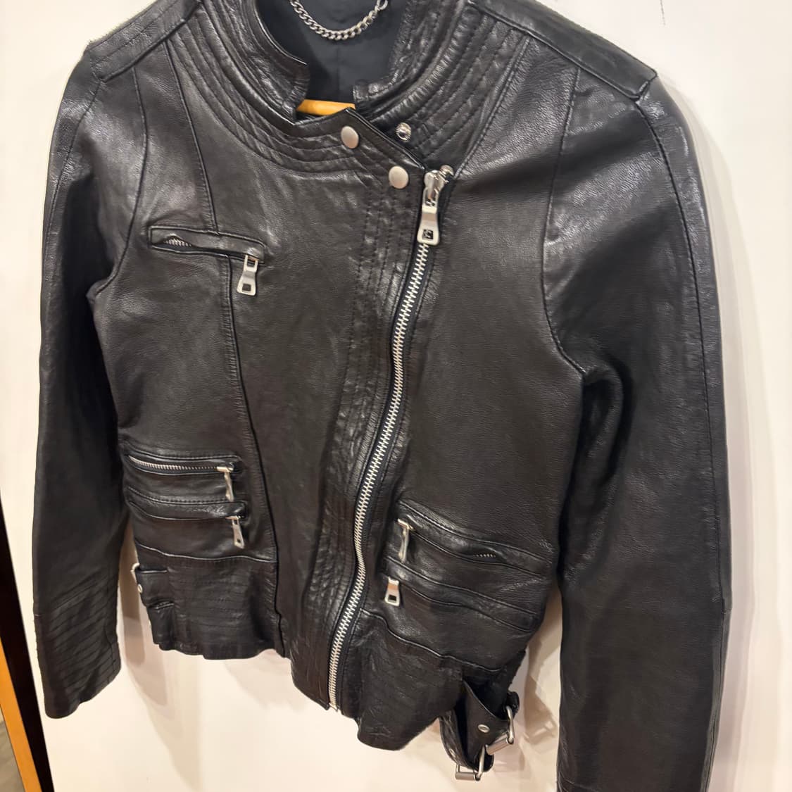 램스킨 사선레더자켓 상품이미지2