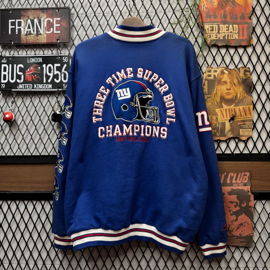 00s 리복 X NFL 뉴욕 자이언츠 집업 바시티자켓 블루 상품이미지2