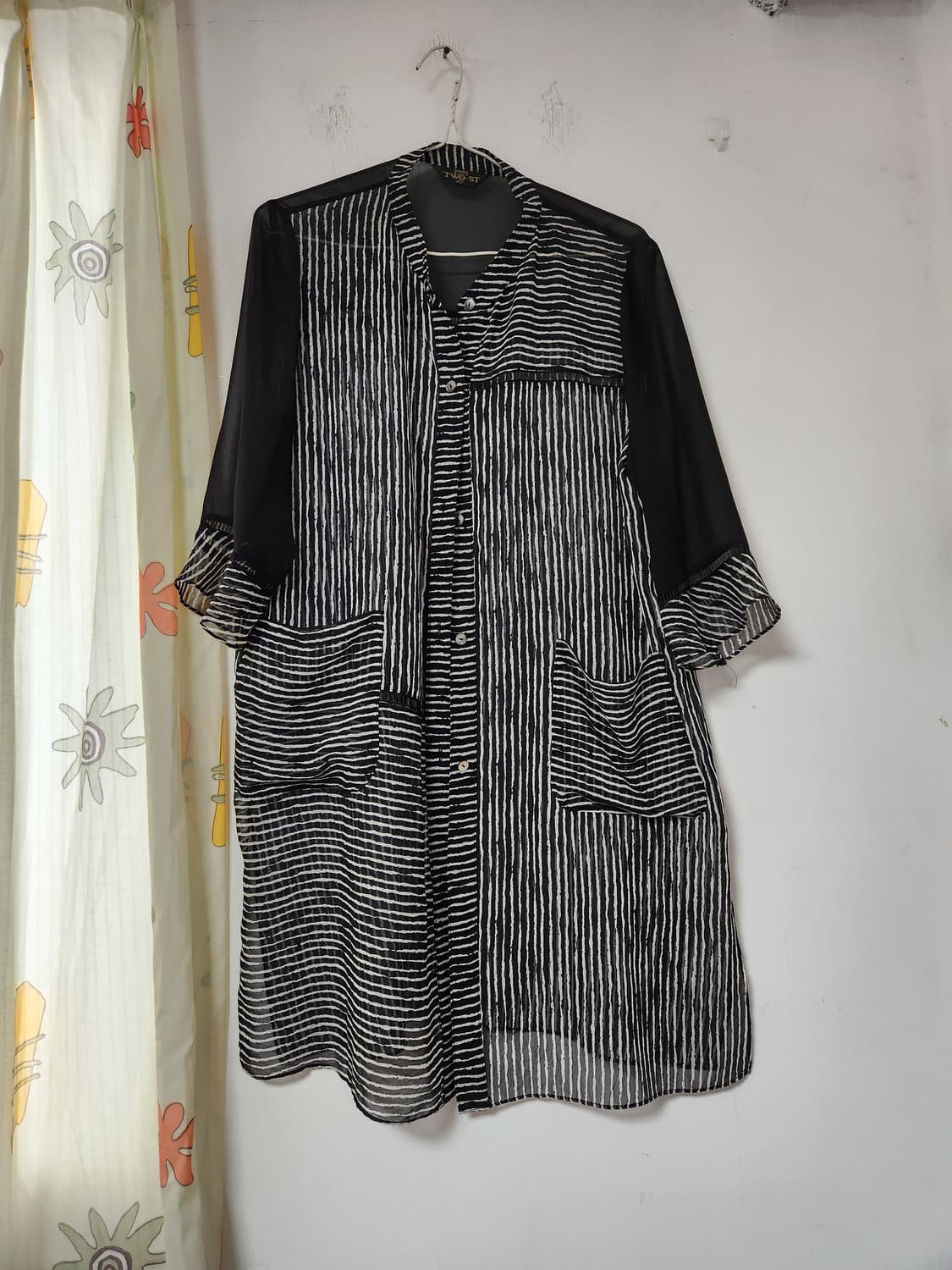 TWO-ST  시스루 롱 셔츠  가디건 FREE 상품이미지1