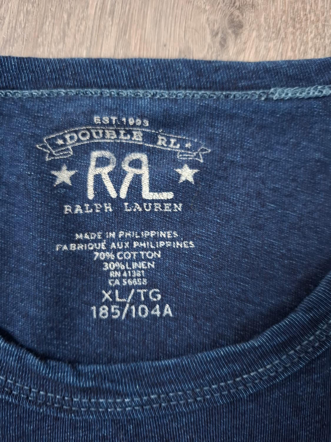XL RRL 닻 로고 코튼 린넨 그래픽 반팔 티셔츠 네이비 상품이미지3