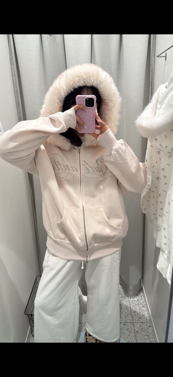 olivedesolive 베이비핑크 퍼 후드집업 상품이미지4