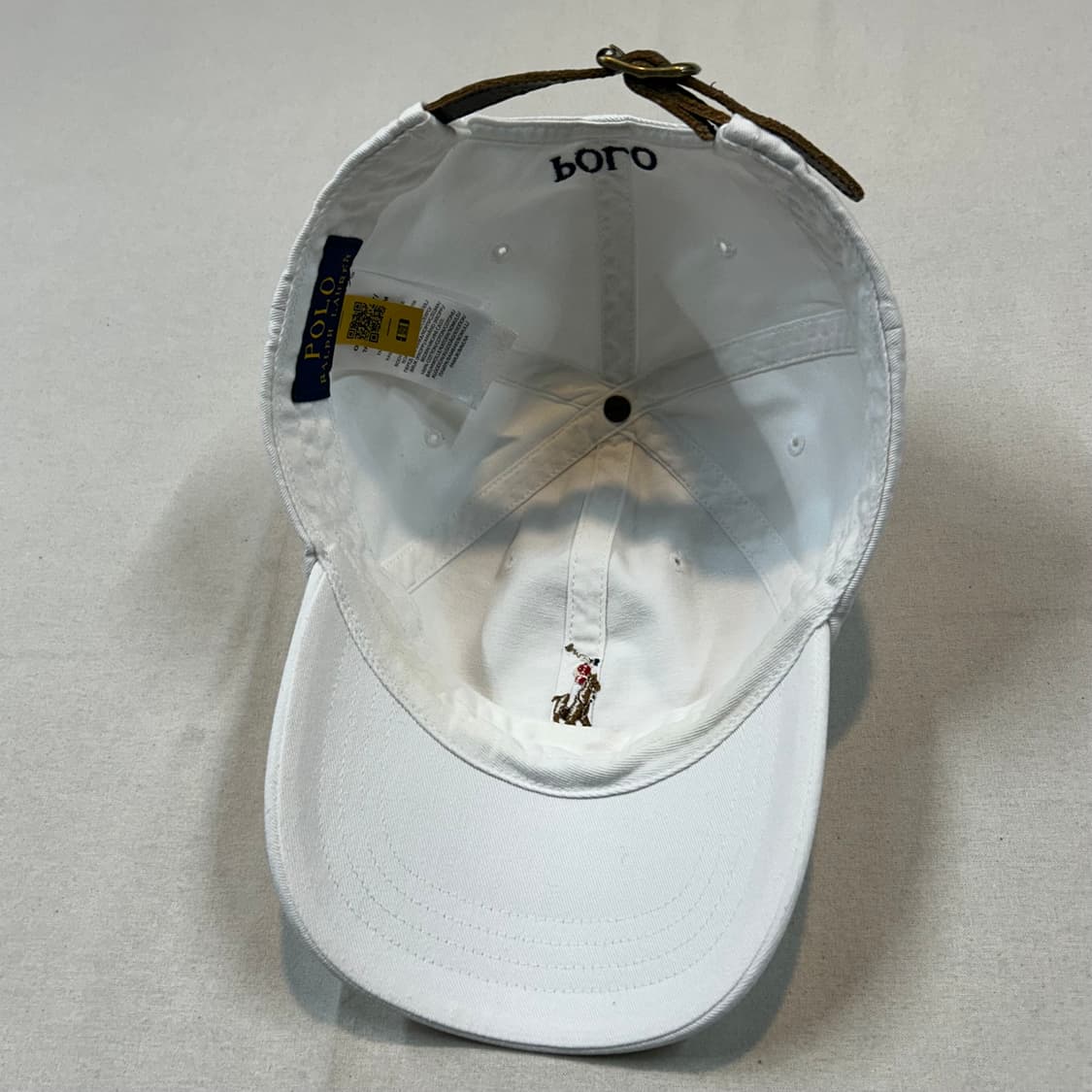 폴로 랄프로렌 화이트 볼캡 모자 가죽스트랩 신형 큐알탭 상품이미지7