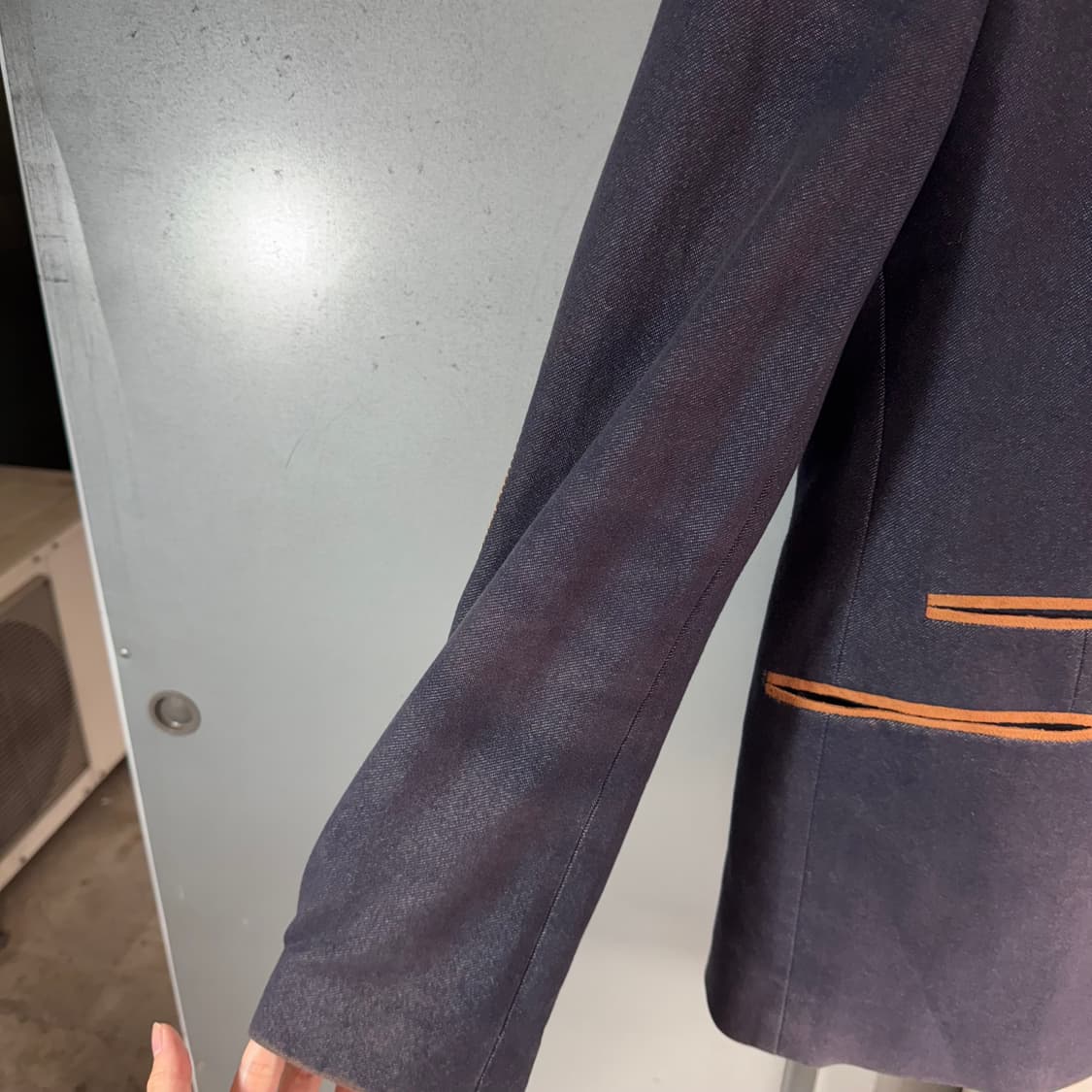 아르마니 익스체인지 빅로고 엘보 패치 원버튼 자켓 상품이미지5