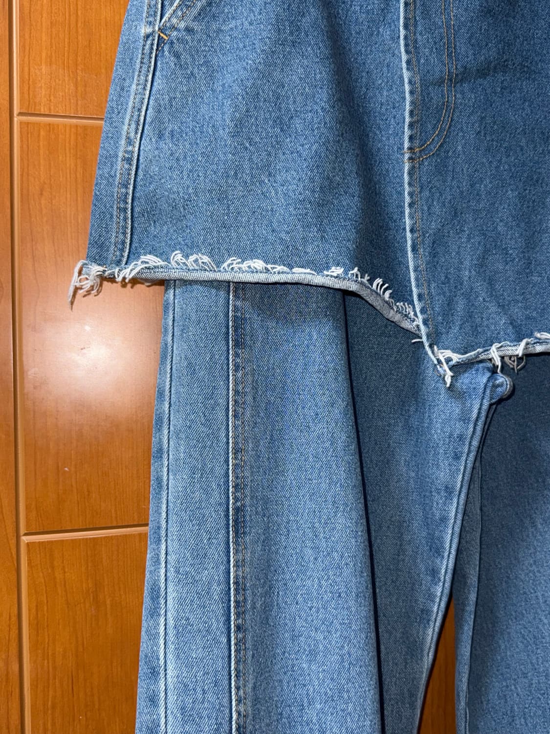 Ray beams layered skirt denim pants 상품이미지3