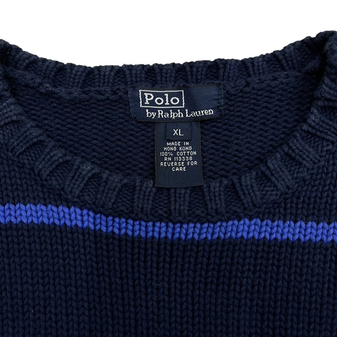 폴로 랄프로렌 옐로우포니 블루 단가라 네이비 니트 XL 상품이미지5