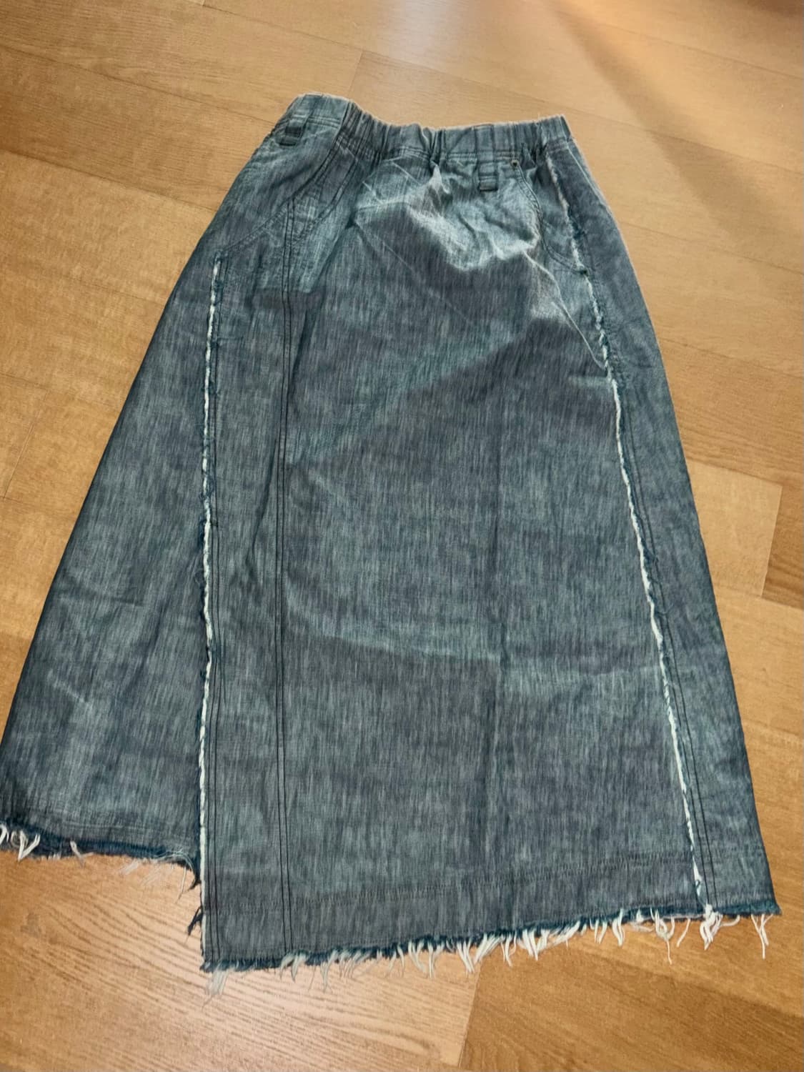 빈티지 그런지 밴딩 청 미디 스커트 상품이미지4