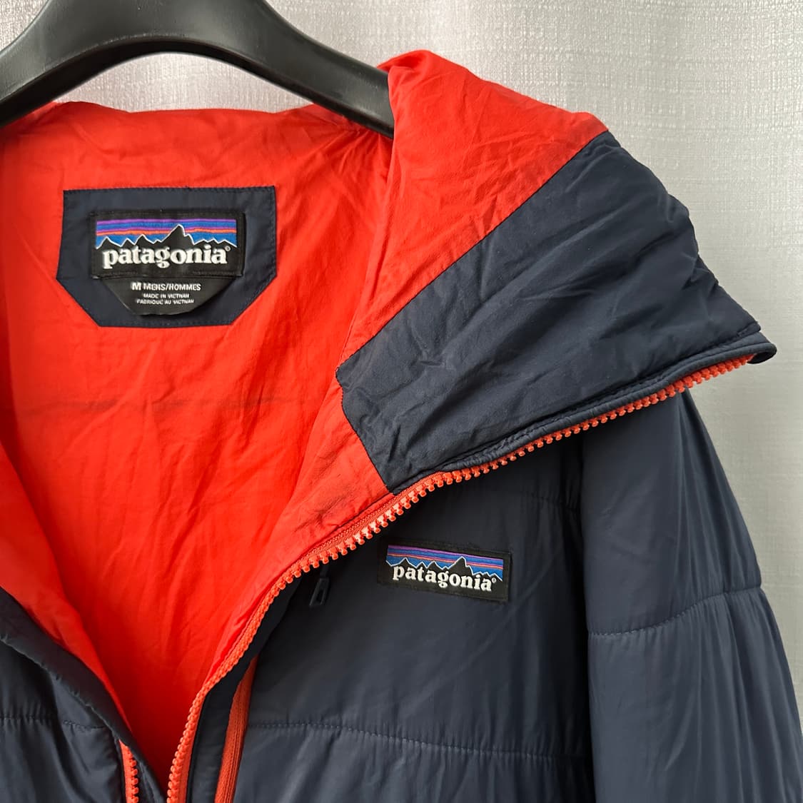 파타고니아 하이퍼 퍼프 후디 패딩 자켓 네이비 오렌지 M 상품이미지4