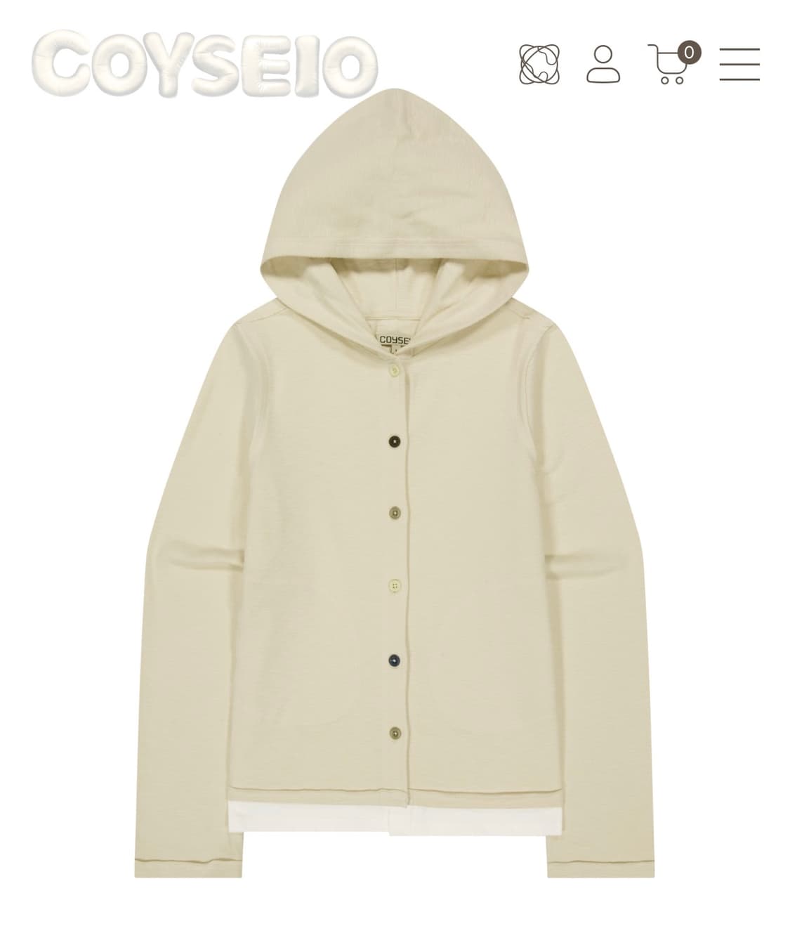 코이세이오 twofold button-up hoodie ivory 상품이미지1