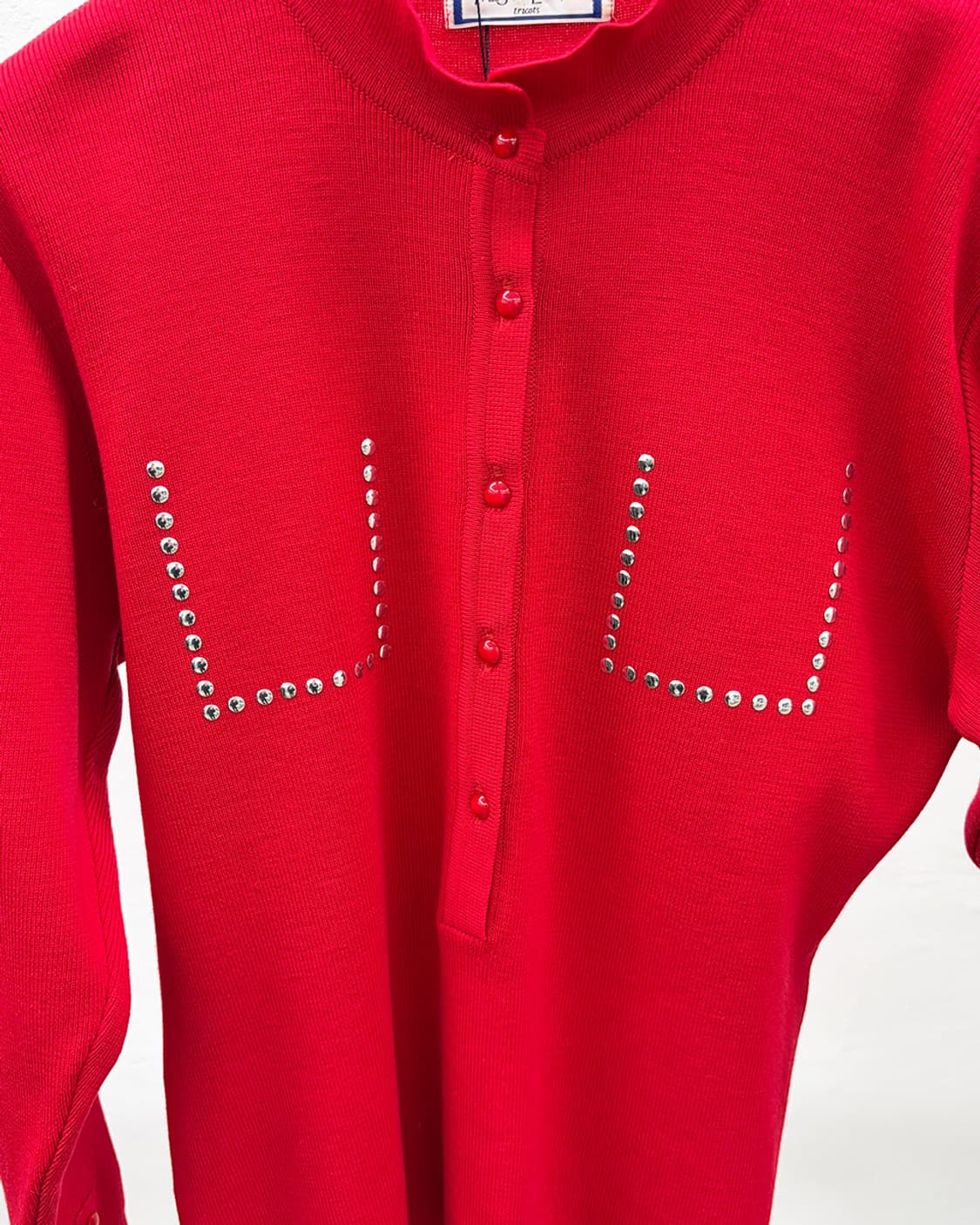 80s 입생로랑 트리콧 하프 버튼 니트 상품이미지3