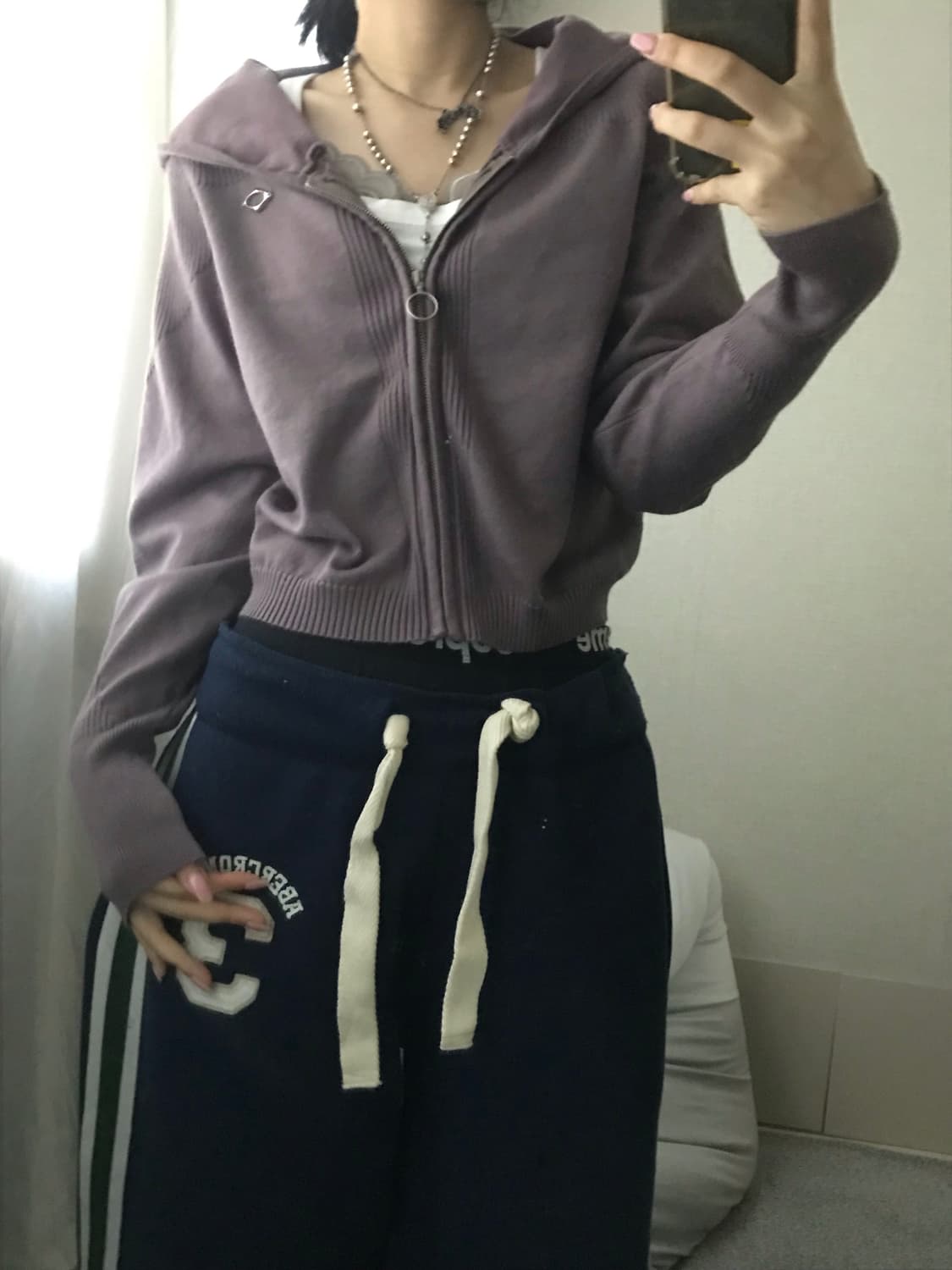 미스치프 로즈브라운 롬버스 니티드 후드집업 상품이미지2