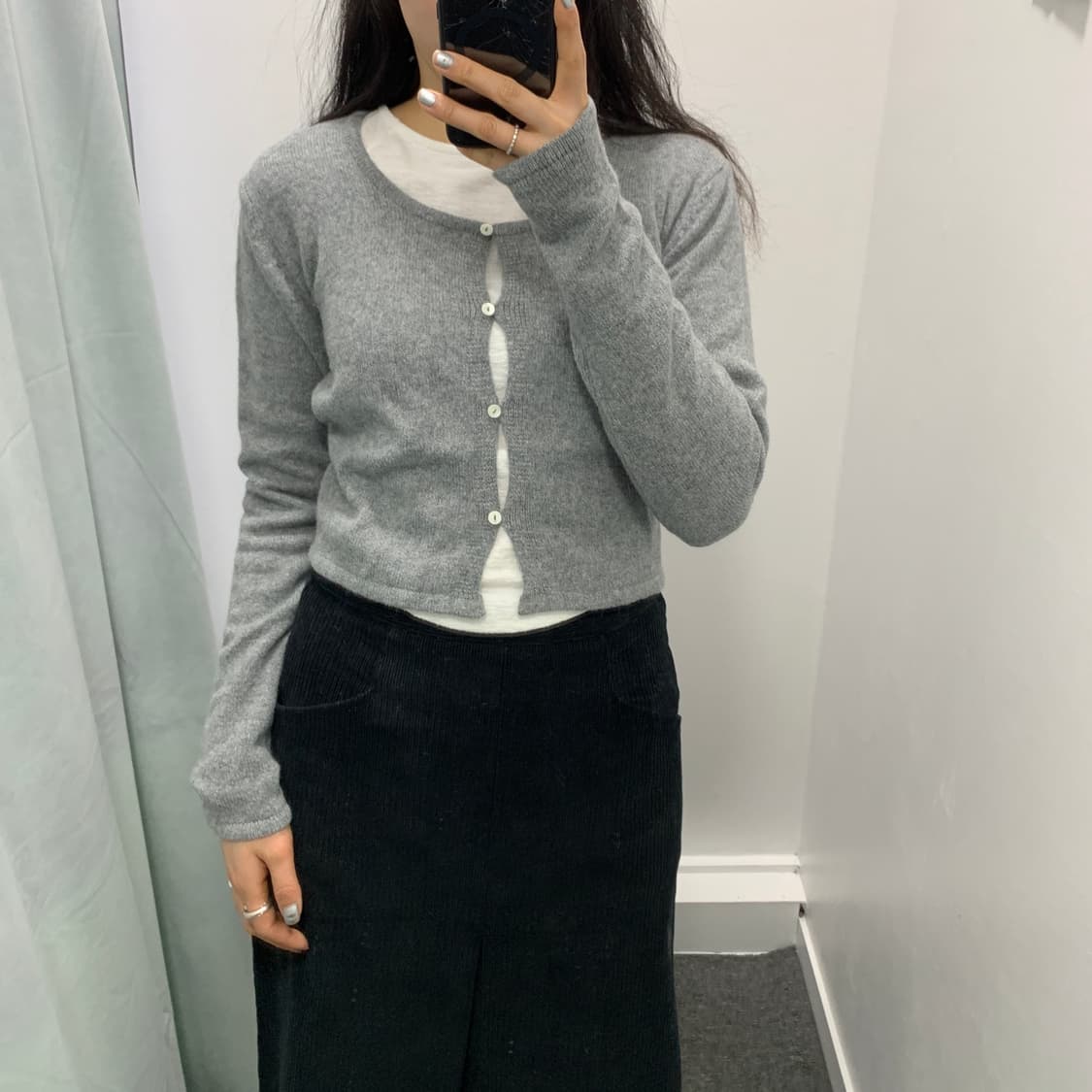 알파카 유넥 가디건 그레이 상품이미지4