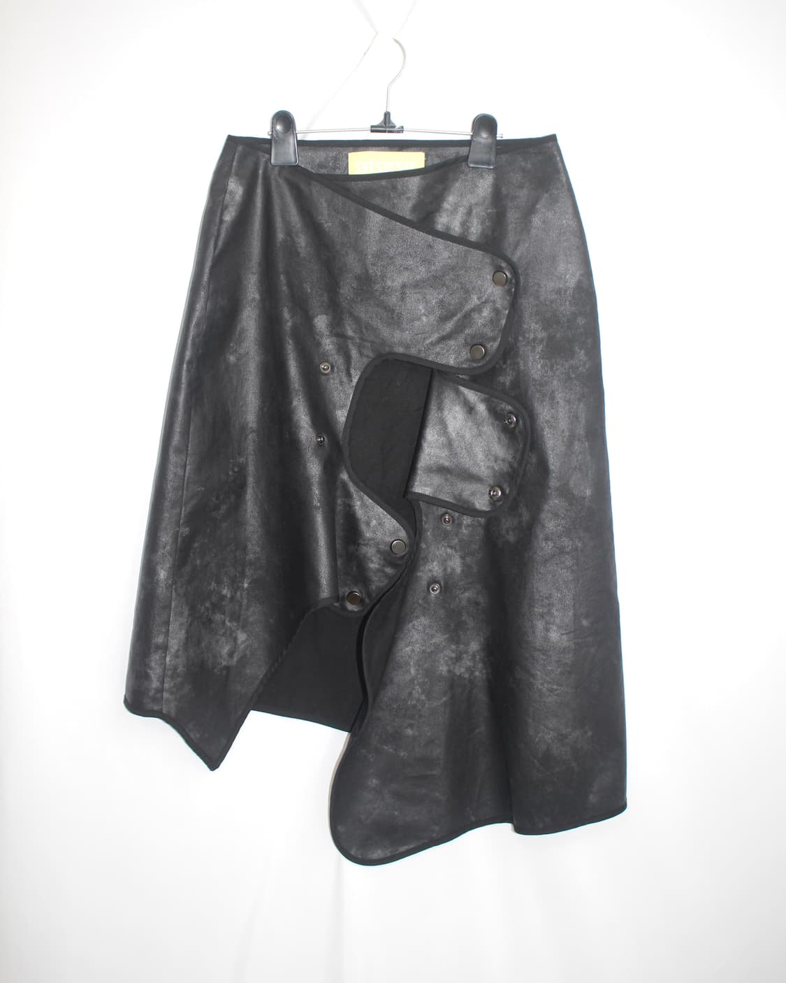 Stone washing block button leather skirt 상품이미지4