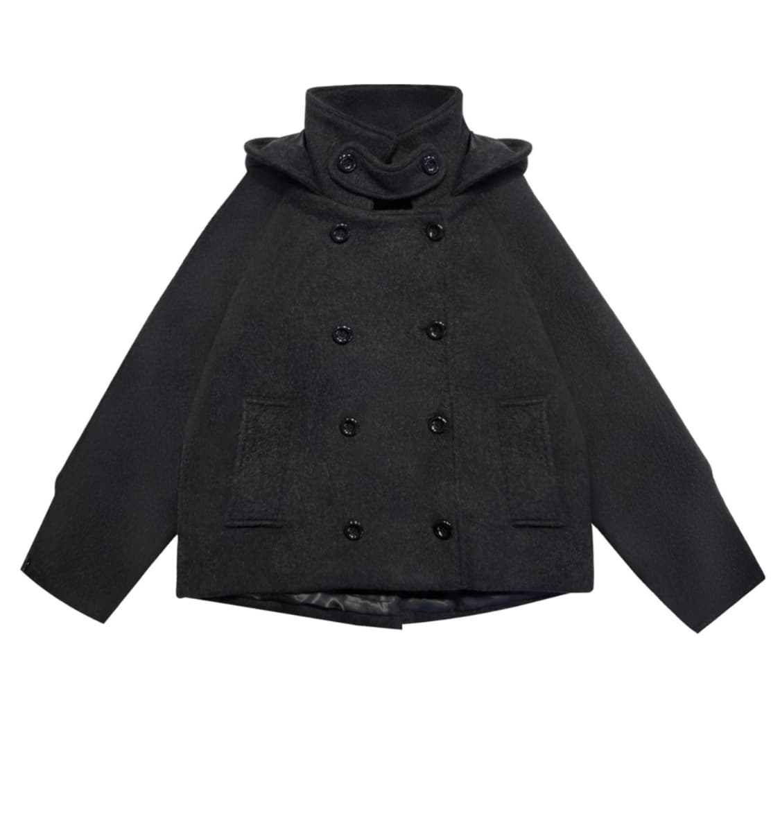 미레코 후드 더블하프코트 차콜 판매 상품이미지1