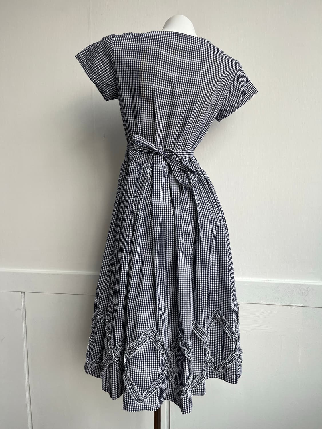 Elanfrere 네이비 깅엄체크 롱 원피스 상품이미지5