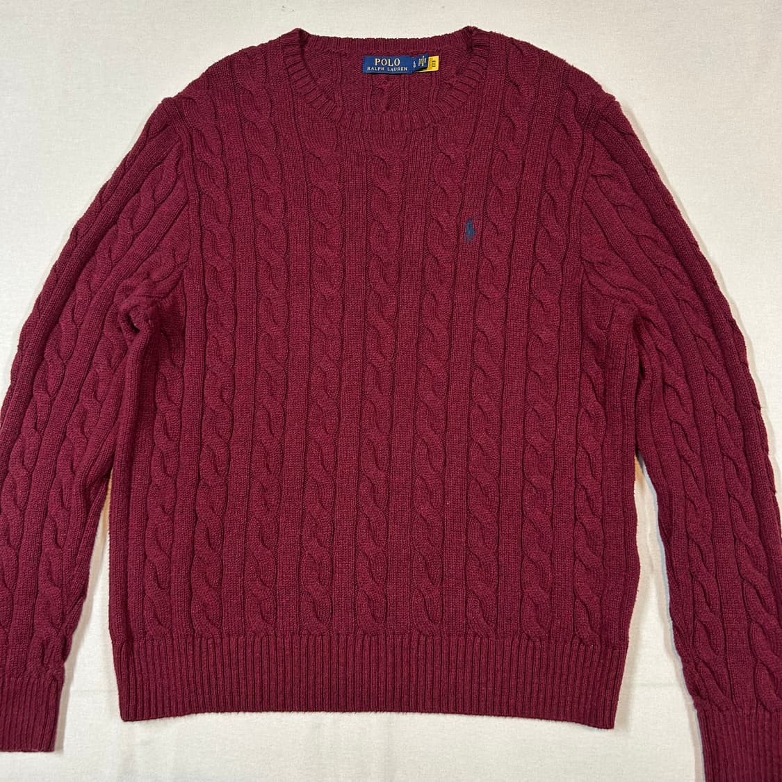L) 폴로 랄프로렌 케이블 꽈배기 라운드넥 니트 신형 큐알탭 상품이미지2