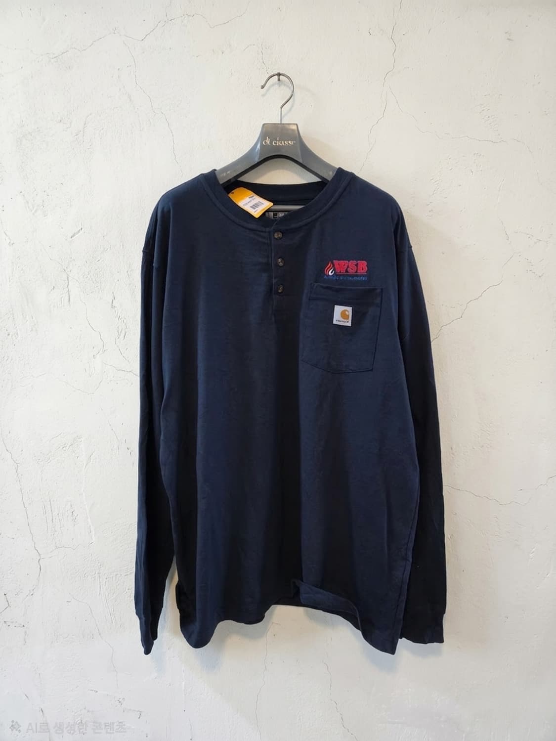 칼하트 네이비 헨리넥 루즈핏 긴팔티셔츠 L 상품이미지1