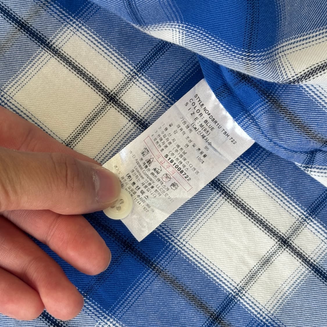 디키즈 백프린팅 블루 체크 셔츠 M(105) 상품이미지6