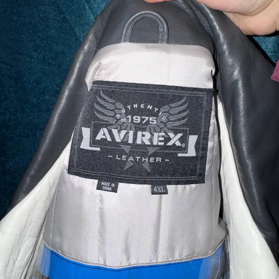 90s 아비렉스 NY 사이버 스컬 레더 바시티 자켓 (4XL)  상품이미지9