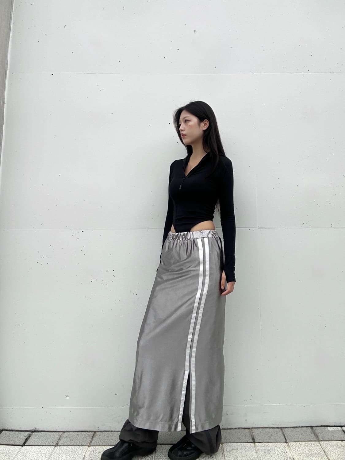 Glossy line long skrit / silver 상품이미지4