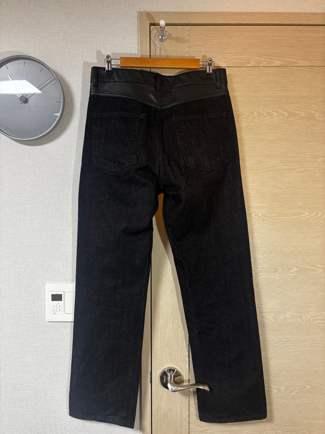 택포/S급) Tonywack 토니웩 블랙 레더 패널 데님 진 팬츠 상품이미지6