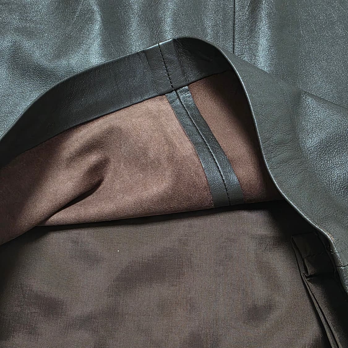 일본제 양가죽 100% 미디 스커트 진갈색 상품이미지5