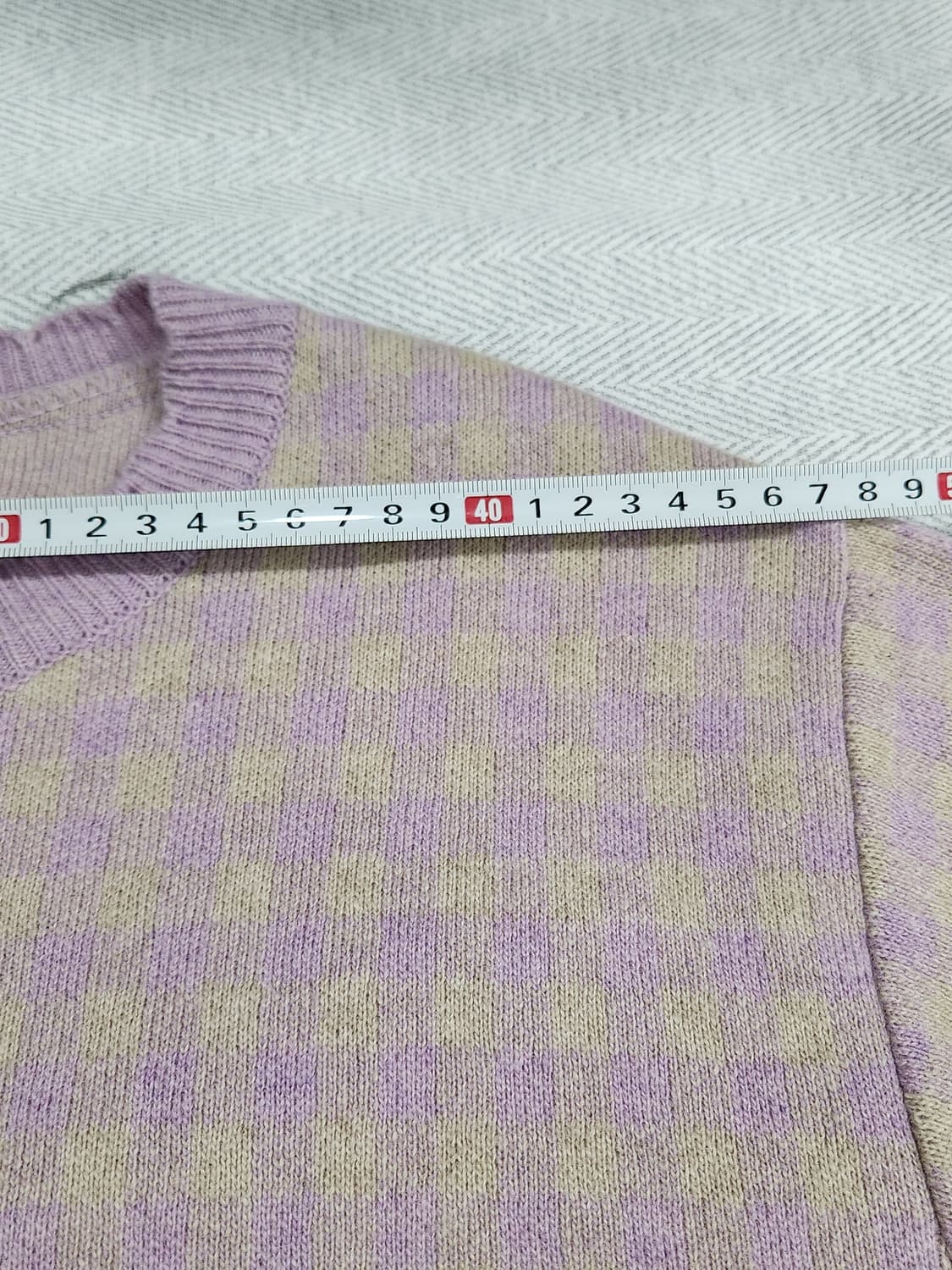 [F] 이슈넘버 세미크롭 울 체크 가디건 여성 프리사이즈 상품이미지10