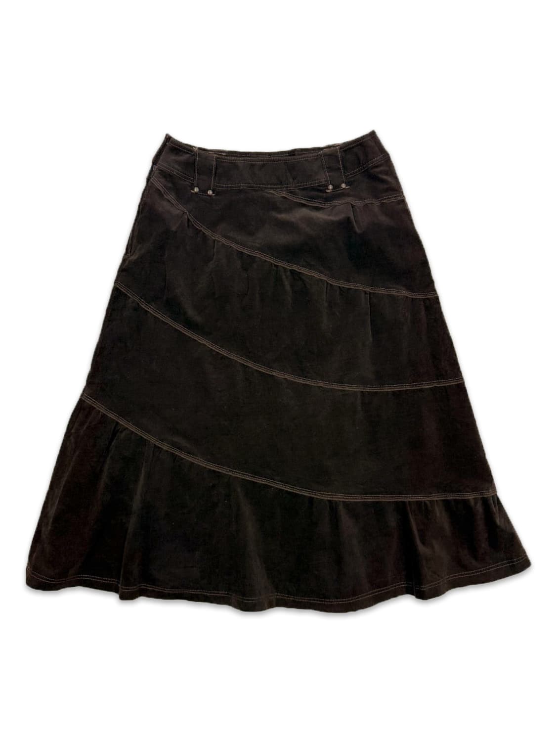 빈티지 Chris montez 브라운 모리 레이스 플레어 미디 스커트 상품이미지5