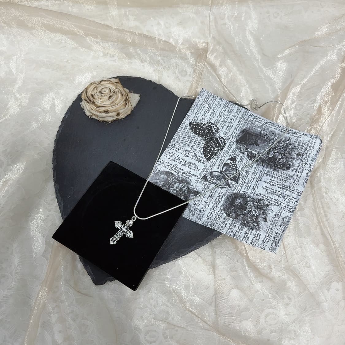 빈티지 스네이크체인 십자가 목걸이 상품이미지2