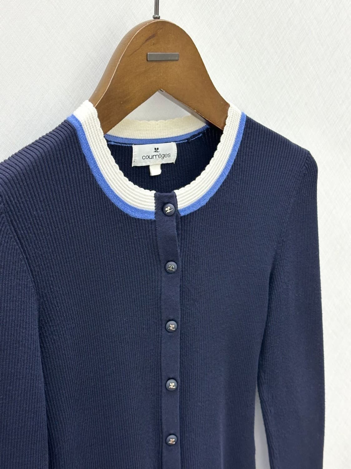 courreges / 꾸레쥬 네이비 골지 라운드 가디건  상품이미지2